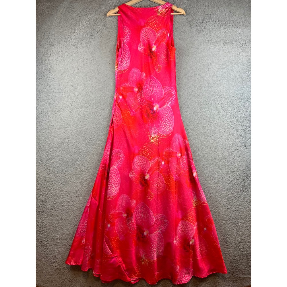 Paper Heart Pink Orchid Floral Cowl Neck Maxi Dress Sleeveless Summer M - Picture 3 of 11